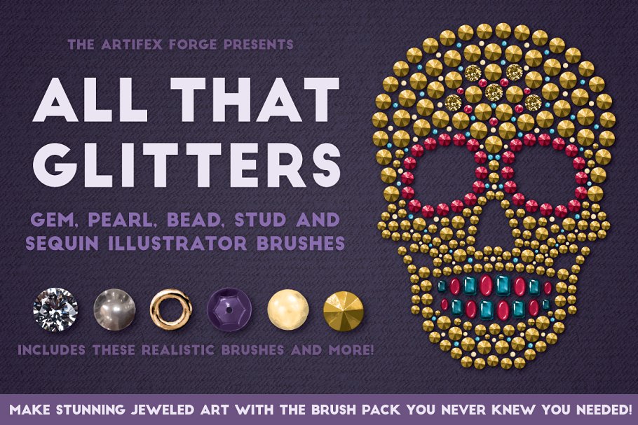 BingBing闪亮饰物矢量AI笔刷 All That Glitters – Vector Brushes插图