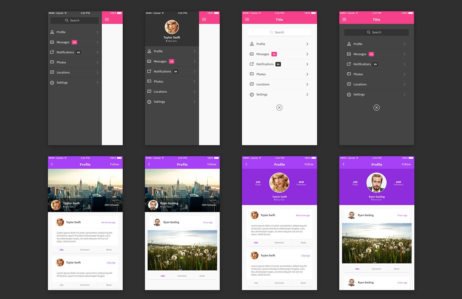 iOS&Android 移动应用 UI 套件组合 Hue – 44 Screens for iOS App Design [PSD, Sketch]插图(2)