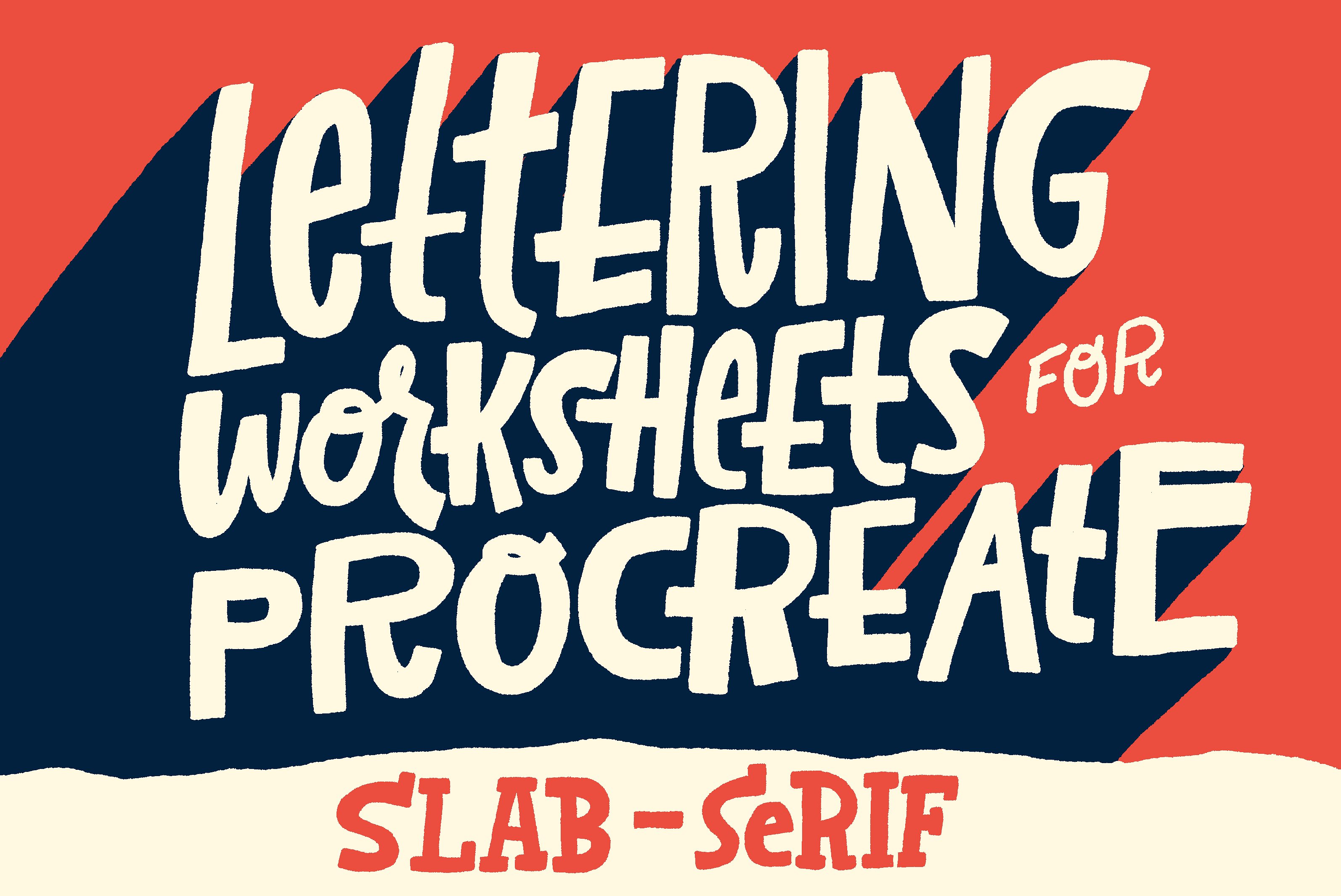 粗衬线字体Procreate&PS笔刷 Slab-Serif Lettering Worksheet插图