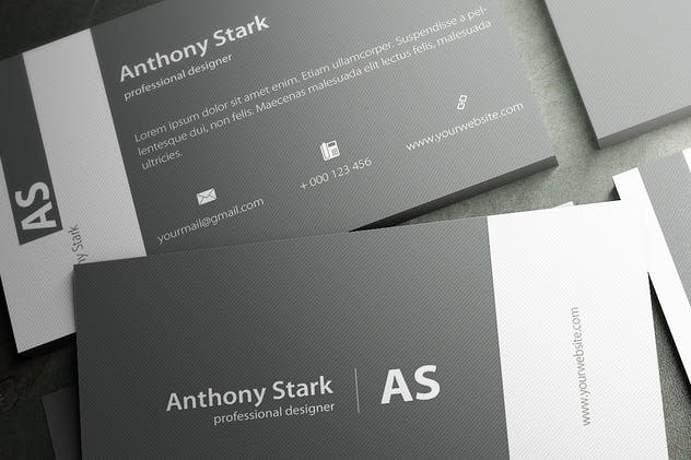 灰色简约元素企业名片设计模板 Grey Elegant Business Card Design插图(1)