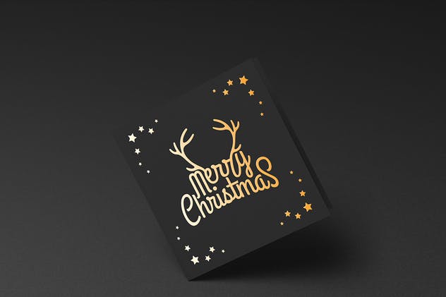 正方形铝箔冲压贺卡样机 Square Greeting Card Mock-Up with Foil Stamping插图(14)