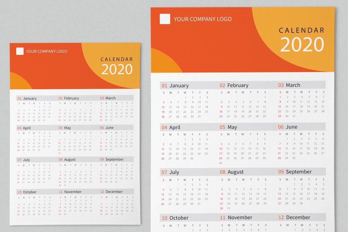 彩色几何图形2020日历表年历设计模板 Creative Calendar Pro 2020插图(2)