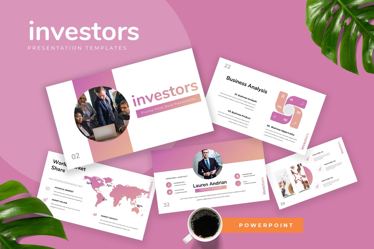 投资者初创企业路演PPT模板素材 Investors – Startup Powerpoint Presentation插图