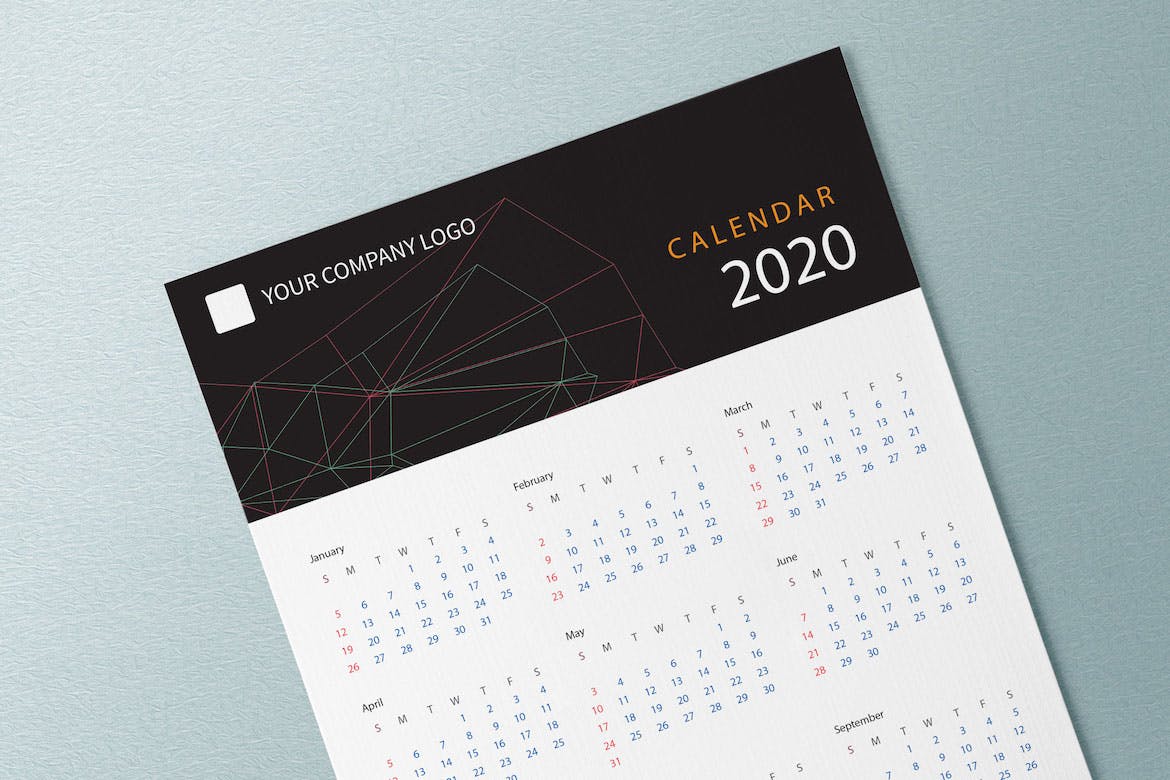 抽象几何图形2020创意日历年历设计模板 Creative Calendar Pro 2020插图(3)