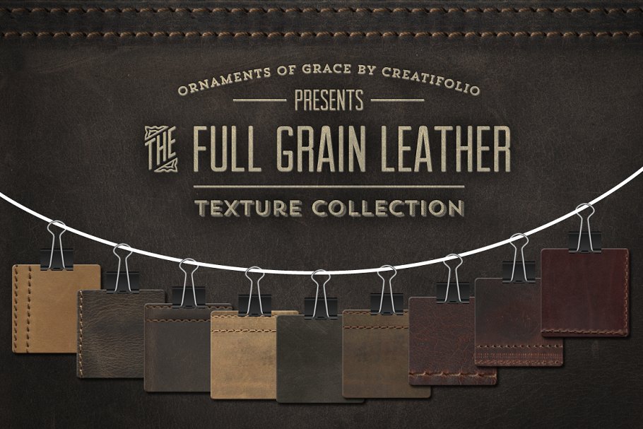 全粒面皮革纹理素材 Full-Grain Leather Textures – PNGs插图