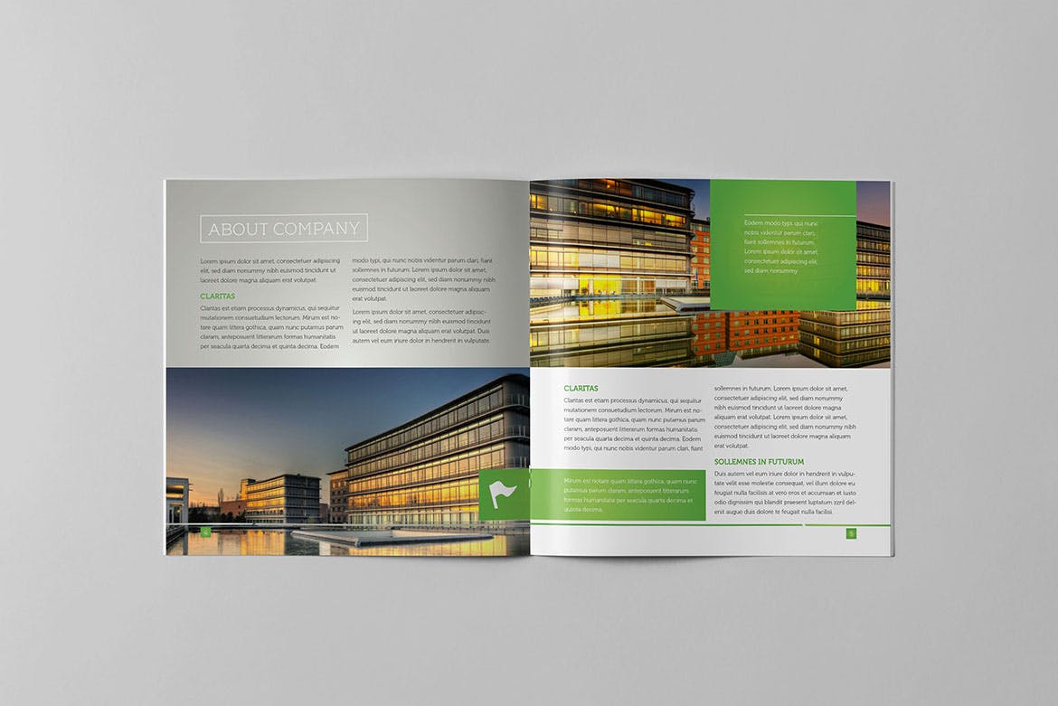 企业宣传精装画册版式设计INDD模板下载 Light Business Square Brochure插图4