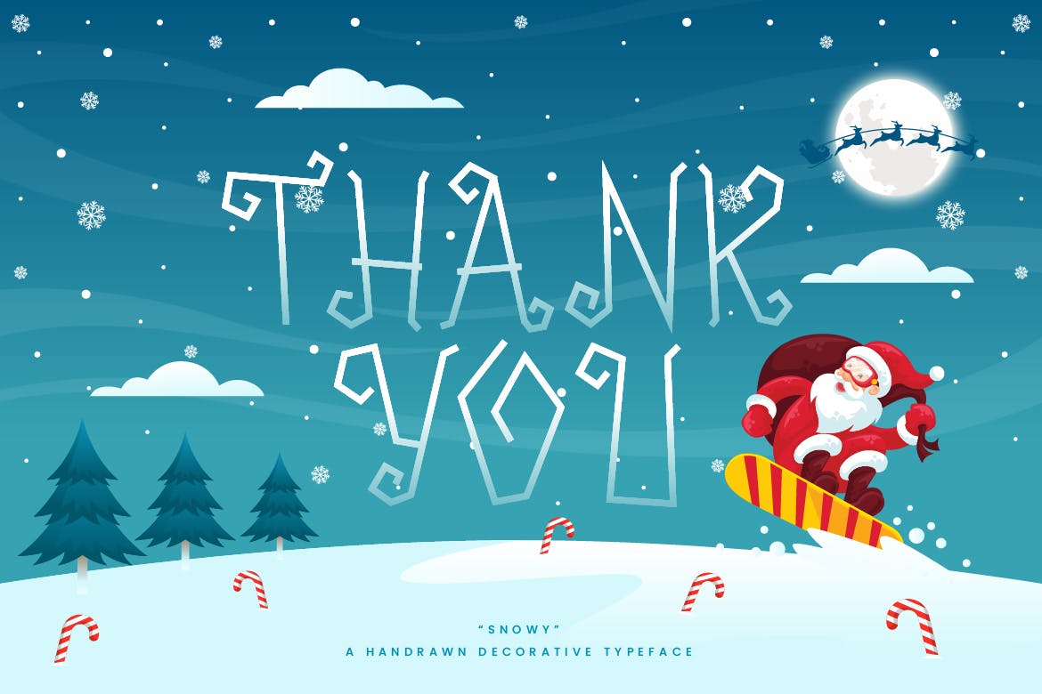 圣诞节主题设计圣诞节装饰字体下载 Snowy – Decorative Christmas Font插图(4)