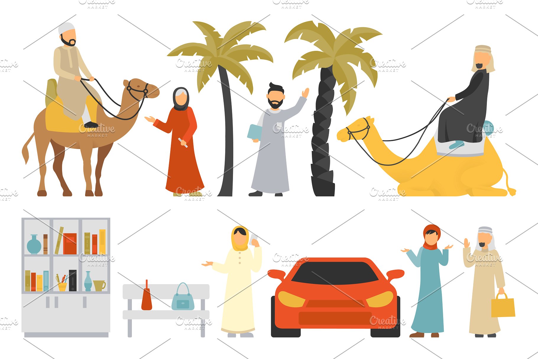 迪拜人物风情扁平化设计插画 Dubai – flat people set插图(7)