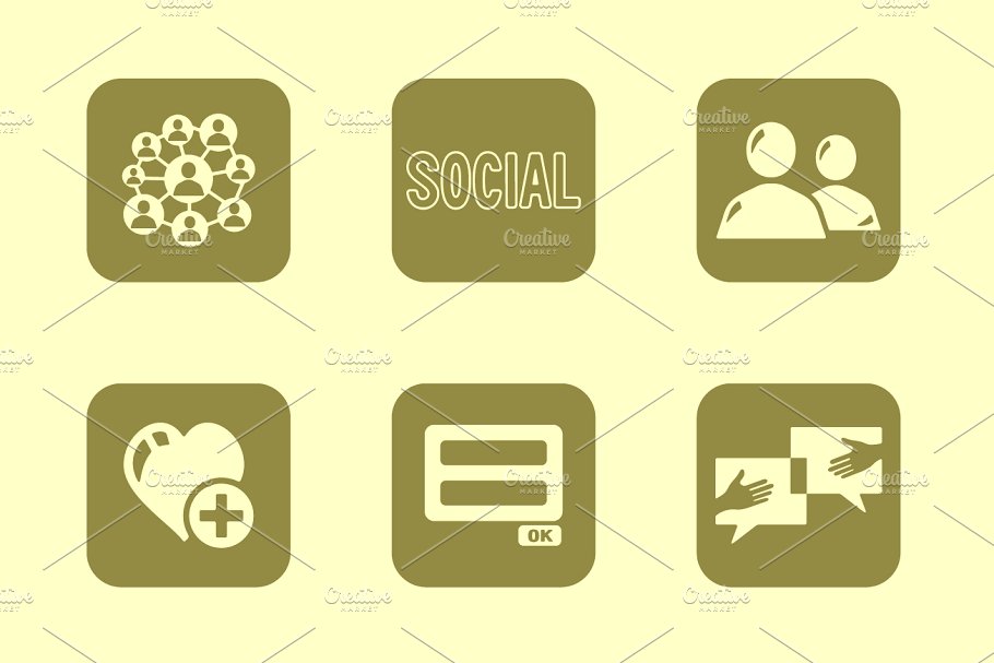一组简单社交应用图标集 social network simple icons插图(2)