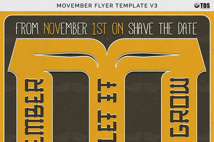 蓄须月胡子节活动派对传单PSD模板 V3 Movember Flyer PSD V3插图6