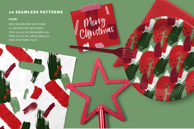圣诞节节日氛围多彩液体飞溅图案素材 Color Splash Patterns – Christmas Edition插图(1)