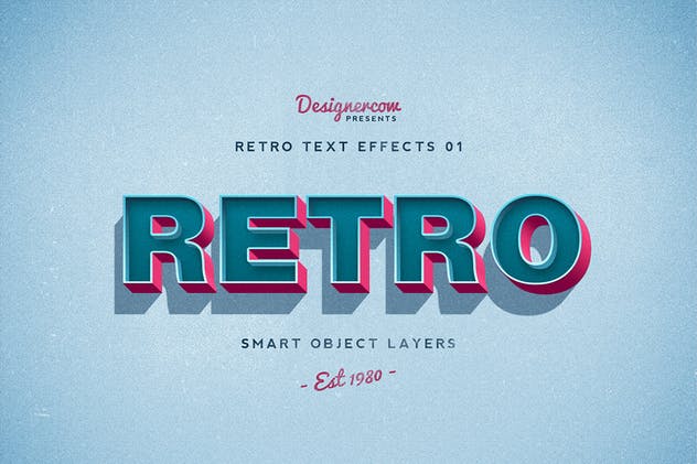 10款复古文本标题3D立体效果PS图层样式 Retro Text Effects V01插图2
