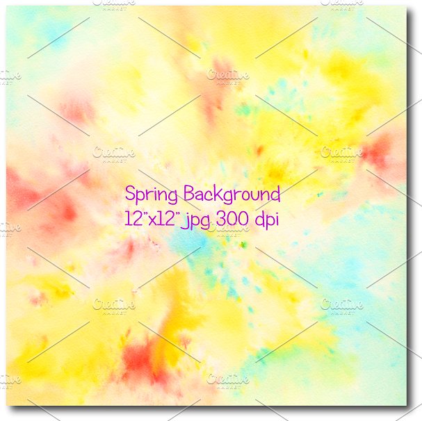 手绘抽象水彩画背景  Abstract Spring Background插图(2)