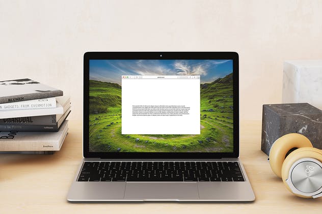 超级本笔记本电脑网页设计展示样机模板 Laptop Mock-up – Interior Set插图3