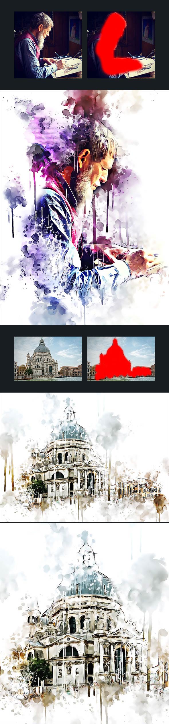 艺术性水彩画的PS动作下载 Watercolor Artist Photoshop Action [atn]插图(1)