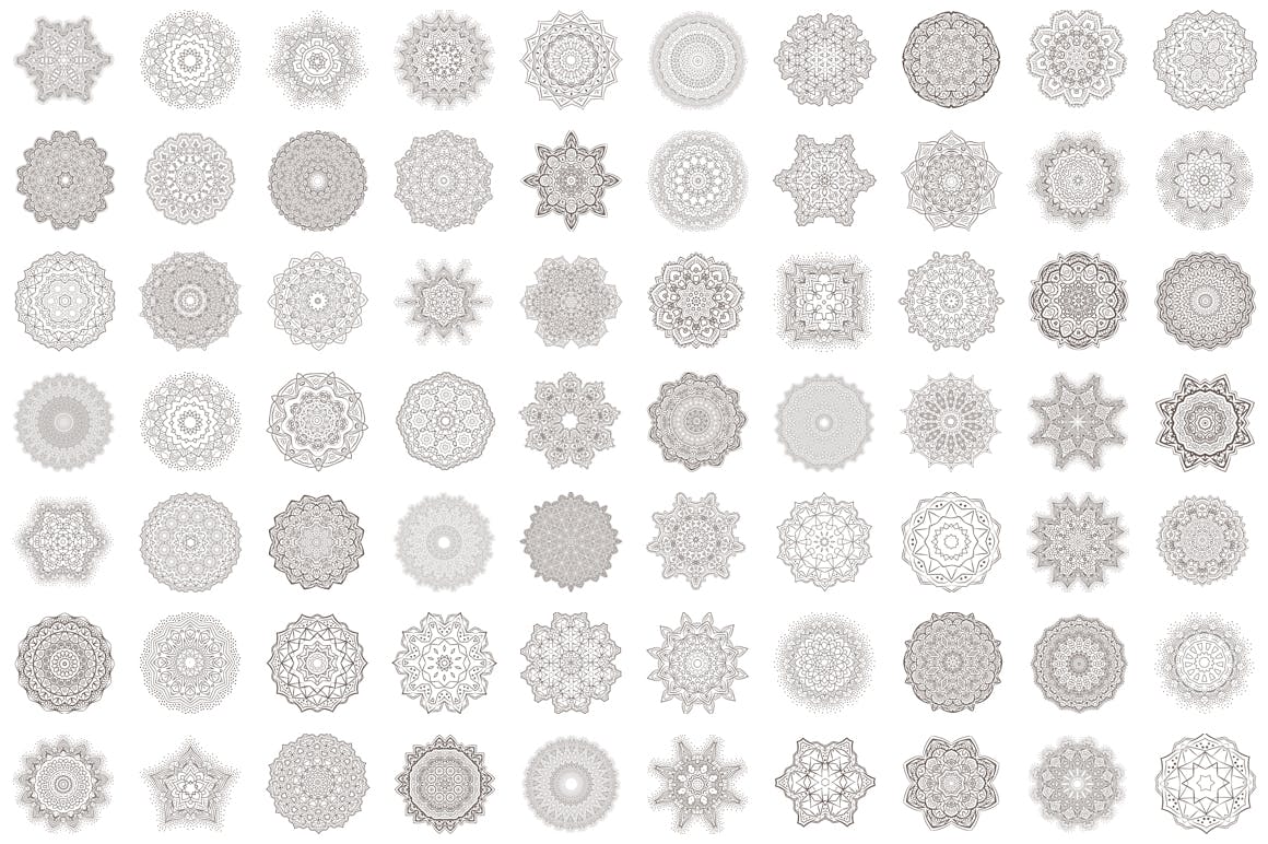 69种曼陀罗花矢量几何图形设计素材包 69 Vector Mandala – All Kinds of Complexity Set插图(2)