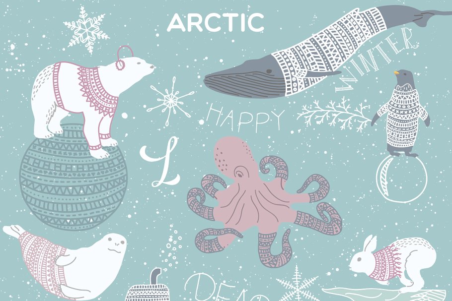 北极与太空手绘设计元素 Arctic Space Collection Pro插图(3)