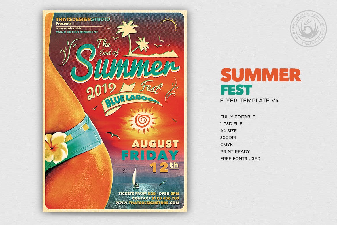 夏日女性内衣比基尼促销海报设计模板v4 Summer Fest Flyer Template V4插图