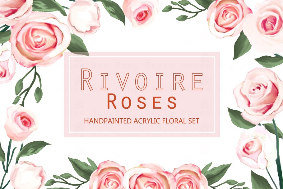 里瓦尔玫瑰亚克力剪贴画艺术 Rivoire Roses- Acrylic Clip Art插图1