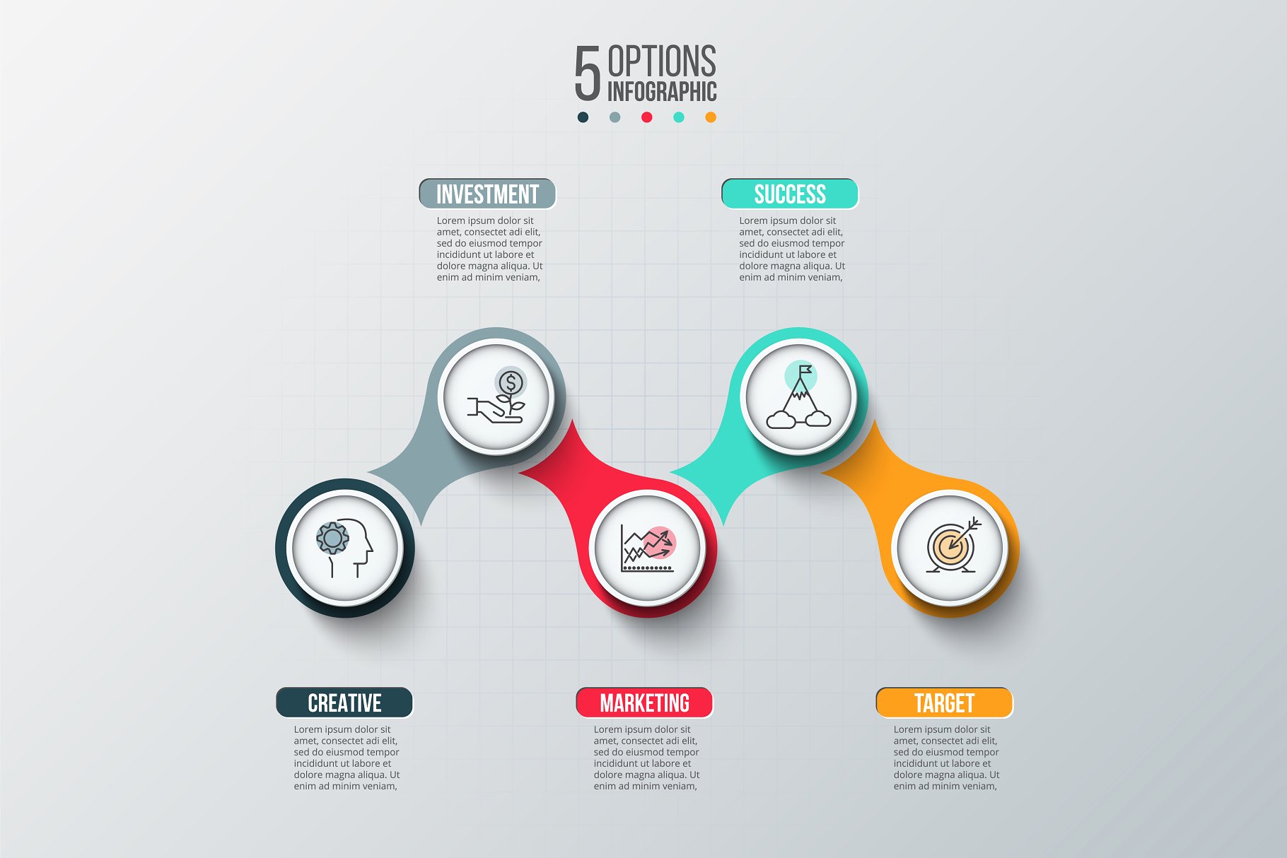 商业主题信息图表演示文稿设计元素v.12 Business infographic diagrams v.12插图(3)