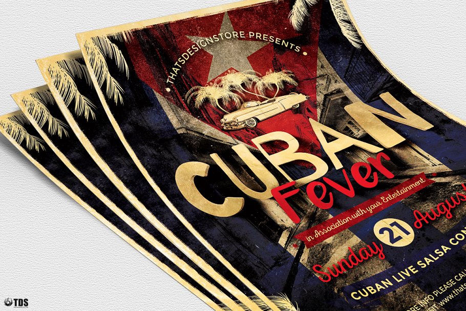 古巴风情主题传单海报PSD模板 Cuban Fever Flyer PSD插图(4)