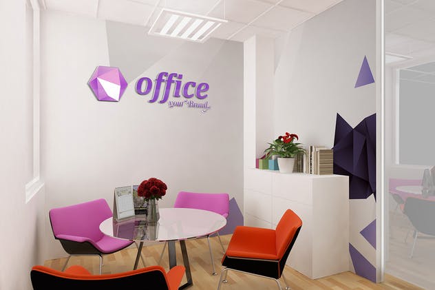 小型办公会议室会客室场景品牌Logo样机 Mockup Branding For Small Offices插图2
