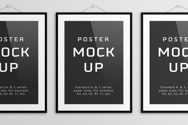海报设计张贴效果预览样机模板 Poster Mock Up – A/B/C Paper Sizes插图5