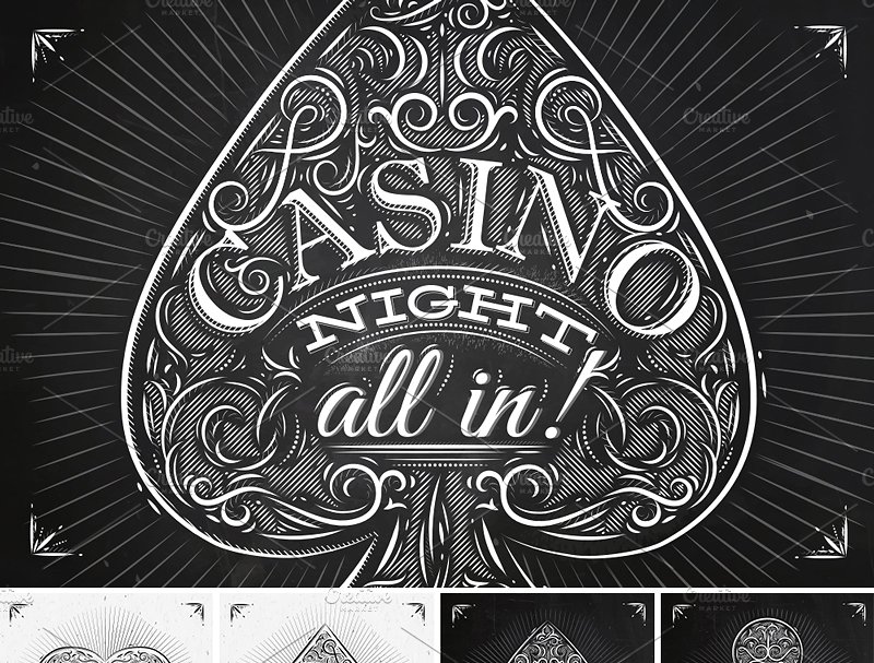 复古风格赌场标志矢量图形 Casino Symbols插图 复古风格赌场标志矢量图形 Casino Symbols插图