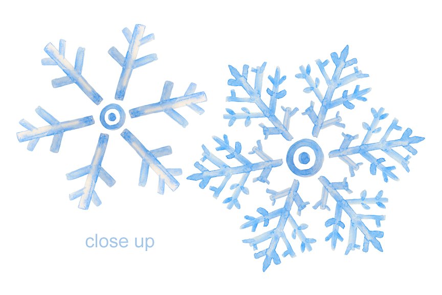 手绘水彩雪花剪贴画合集 Watercolor Snowflake Clipart插图(1)