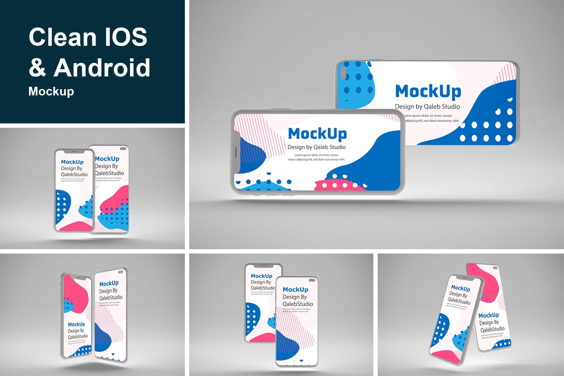 iOS&Android概念手机样机模板 Clean IOS & Android MockUp插图
