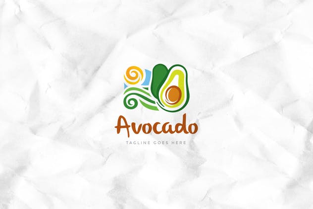 绿色健康食品品牌Logo设计模板 Avocado Logo Template插图1