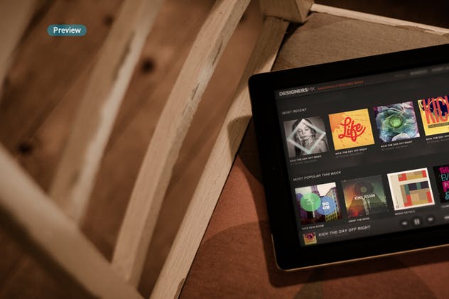 iPad平板电脑演示APP设计样机模板 Black iPad | Tablet App Scenes UI Mock-Up插图(13)
