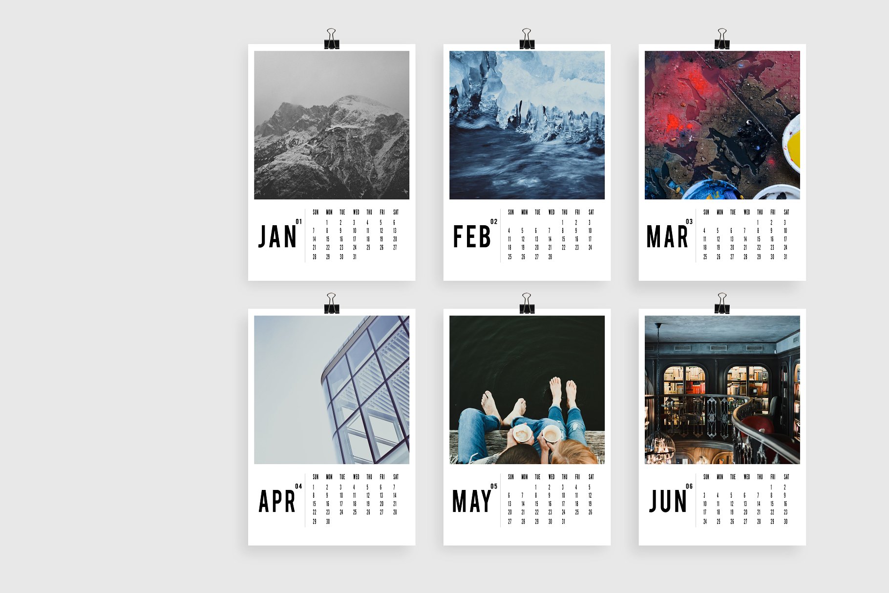 现代极简主义艺术年历日历样机 Modern Art Minimal Calendar 2018插图
