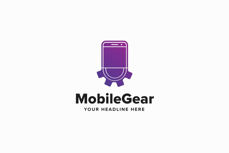移动齿轮图形机械设备主题 Logo 模板 Mobile Gear Logo Template插图