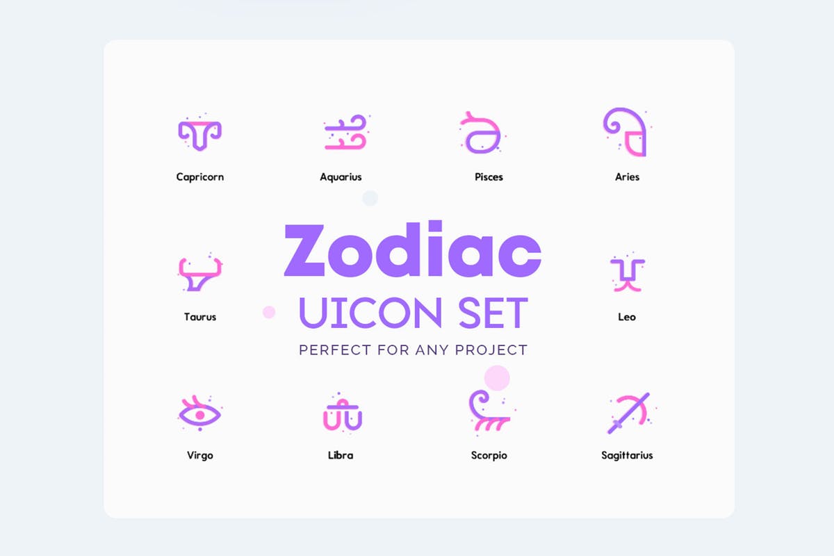 十二星座主题图标[AI, EPS, XD] UICON Zodiac Stars Icons插图