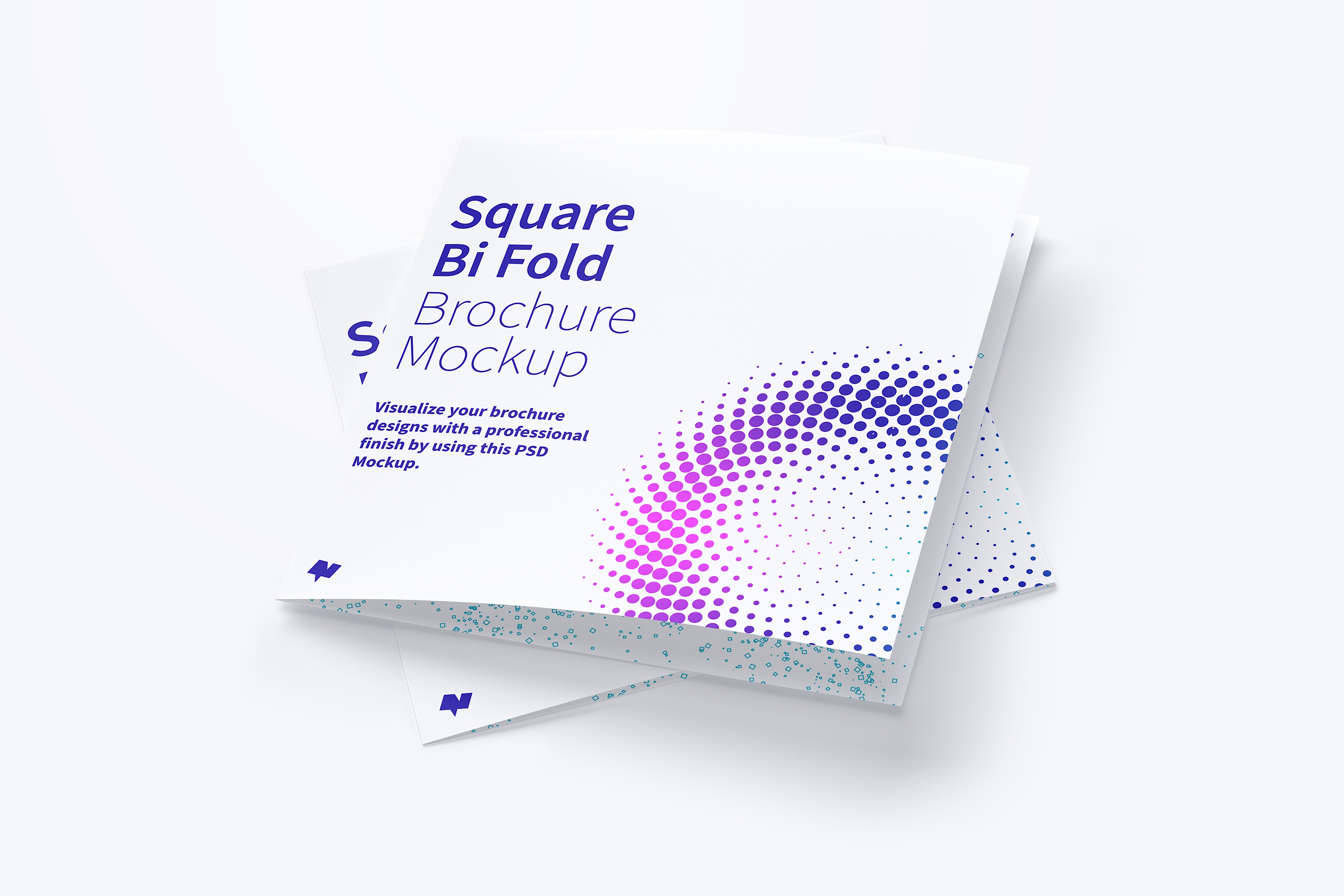 方形对折传单宣传册设计样机06 Square Bi Fold Brochure Mockup 06插图