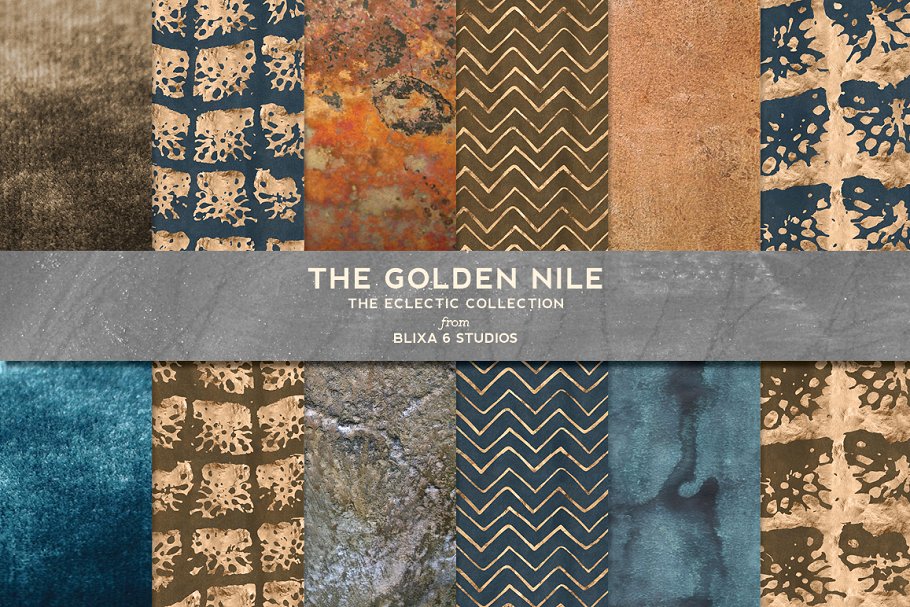 金色线条原始元素数字图形 The Golden Nile Patterns & Textures插图