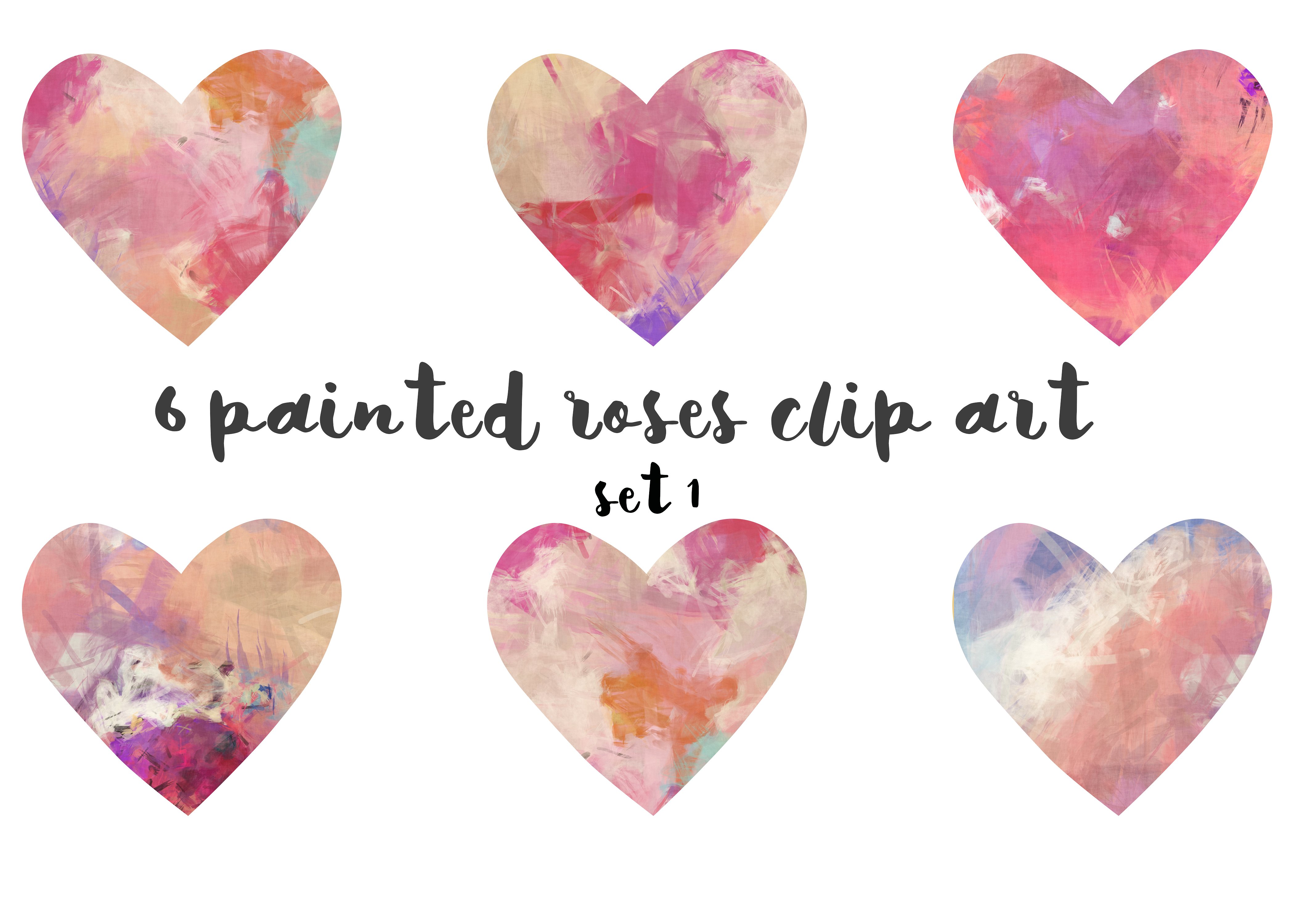 彩绘心形剪贴画集 Painted hearts clipart set 1插图