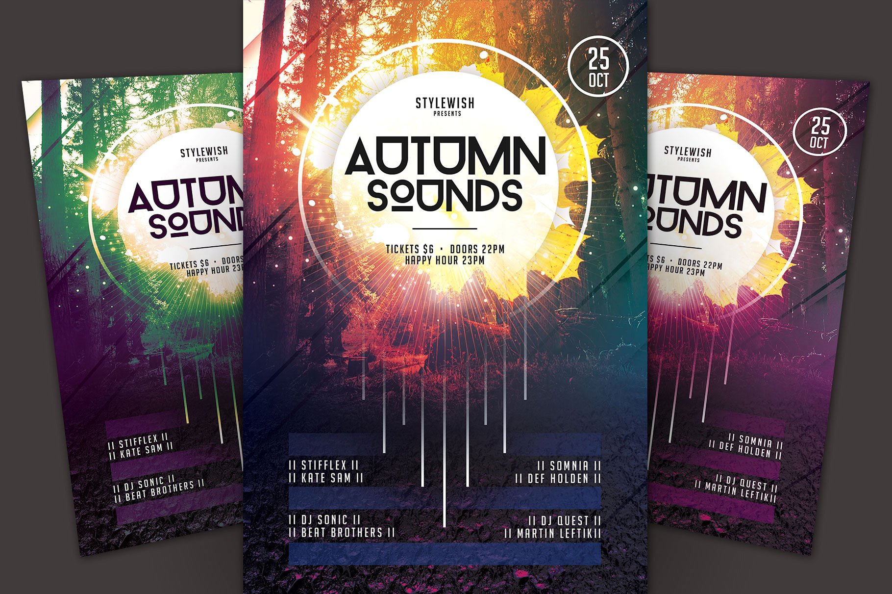 秋季音乐活动海报设计传单模板 Autumn Sounds Flyer Template插图