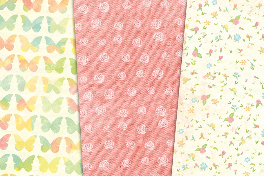 亚麻质地花卉纸张纹理 Floral Paper, linen texture插图(4)