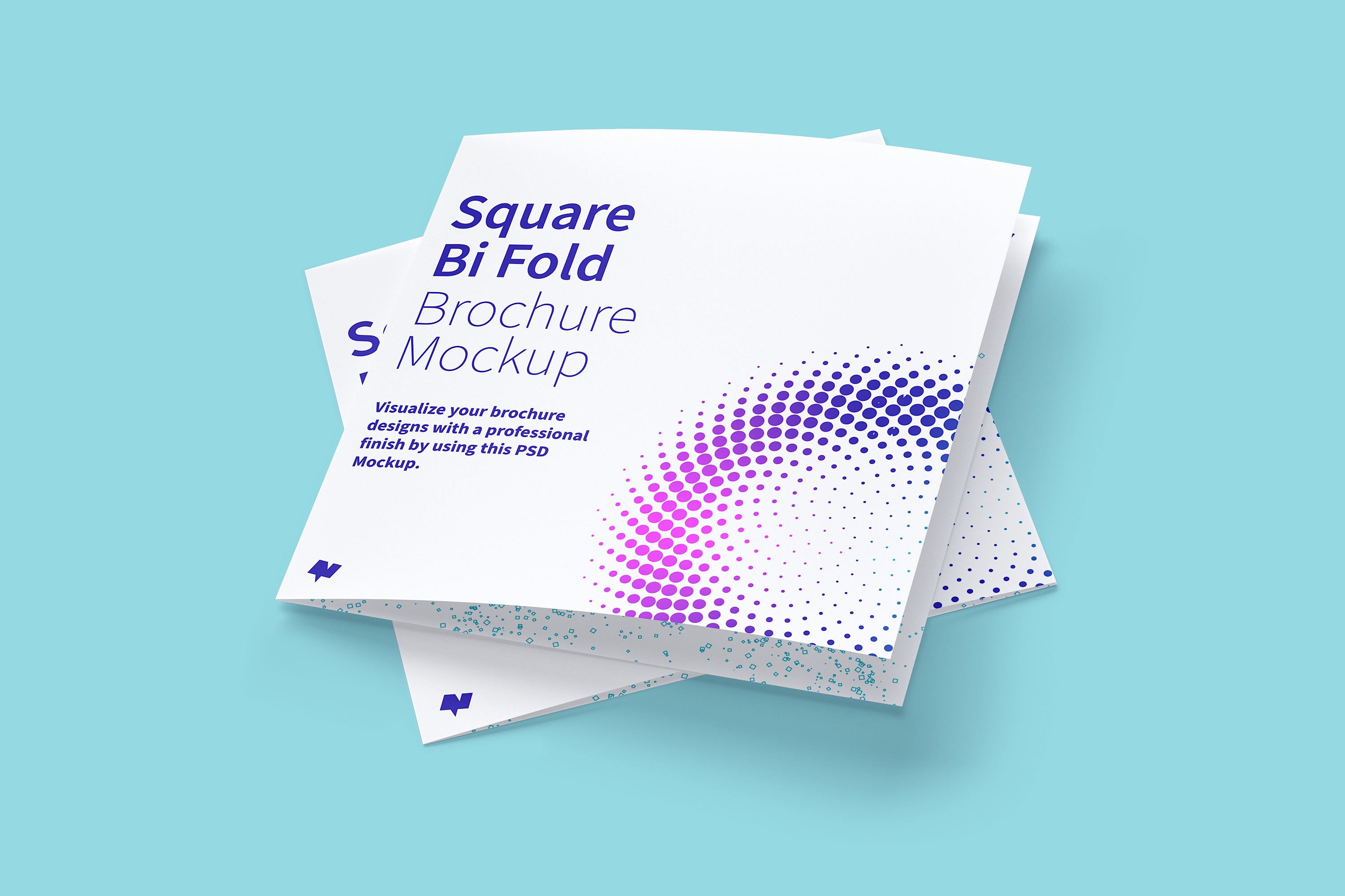 方形对折传单宣传册设计样机06 Square Bi Fold Brochure Mockup 06插图3