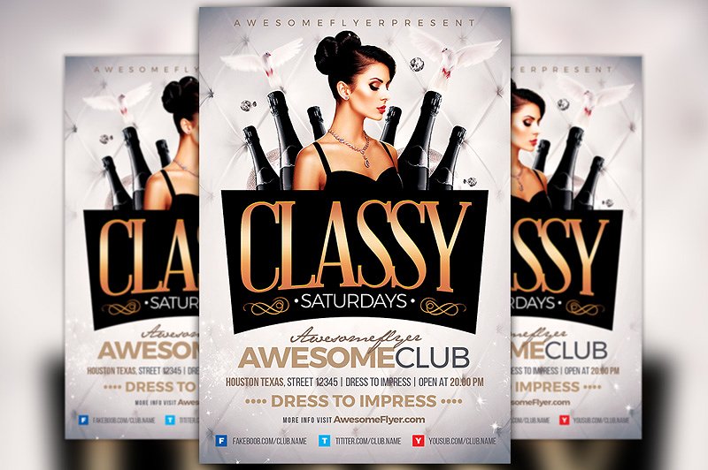 周末活动海报设计模板 Classy Saturdays Flyer Template插图