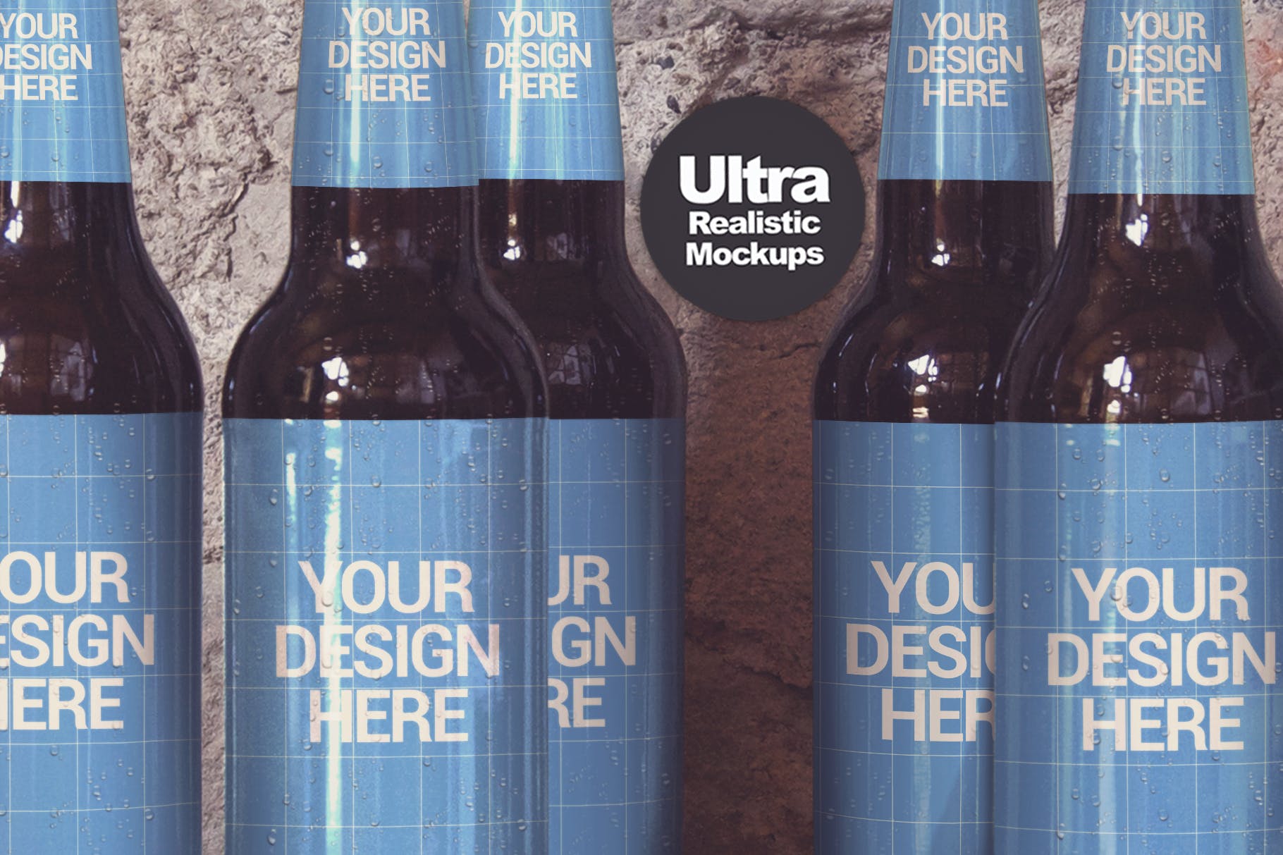 啤酒瓶外包装设计样机模板 5 Perspectives Bottles插图(1)