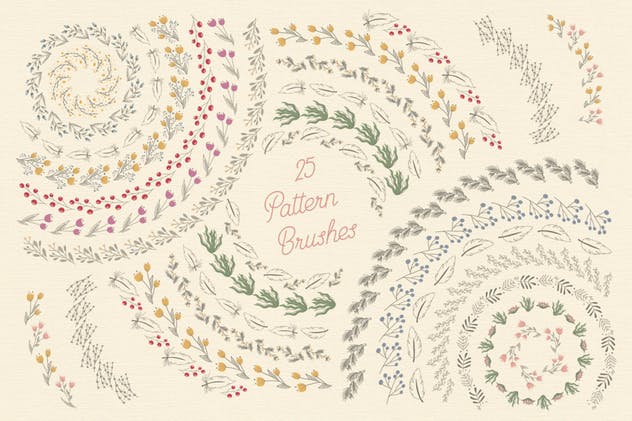 花卉元素图案AI笔刷 Floral Pattern Brushes For Illustrator插图3