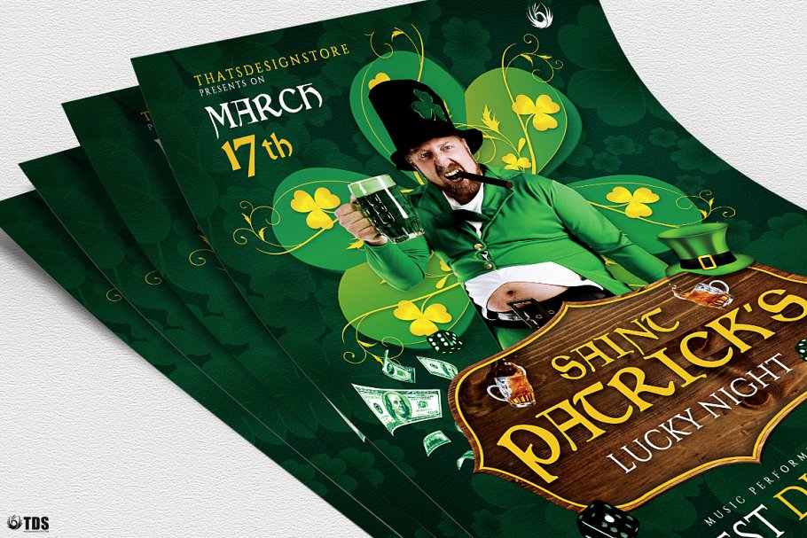 圣帕特里克节活动传单海报设计模板v1 Saint Patricks Day Flyer PSD V1插图(4)