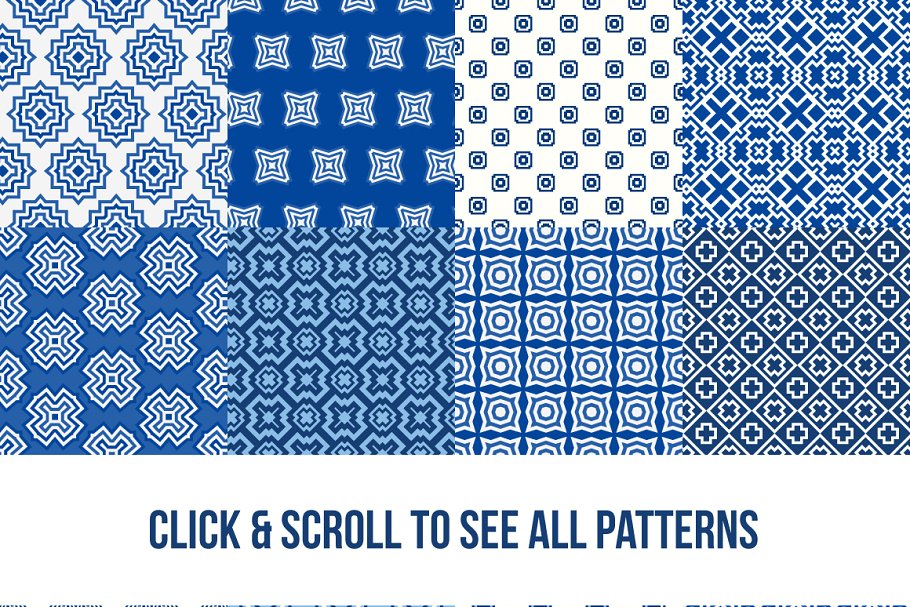 50款无缝蓝白配色纹理 EPS+JPG 50 Seamless Patterns EPS+JPG插图(1)