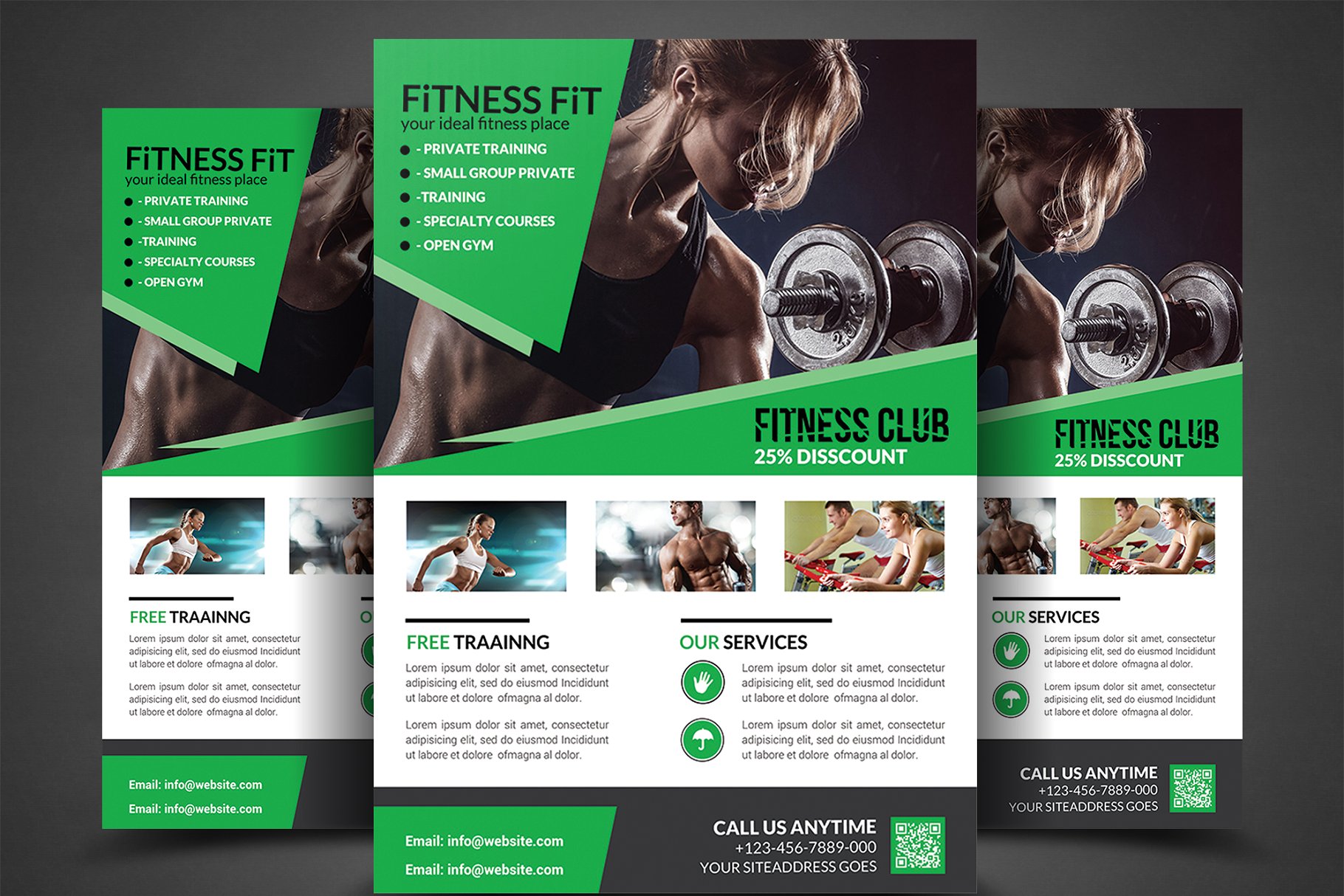 健身房俱乐部宣传海报设计模板 Body Fitness Gym Flyer Bundle插图(2)