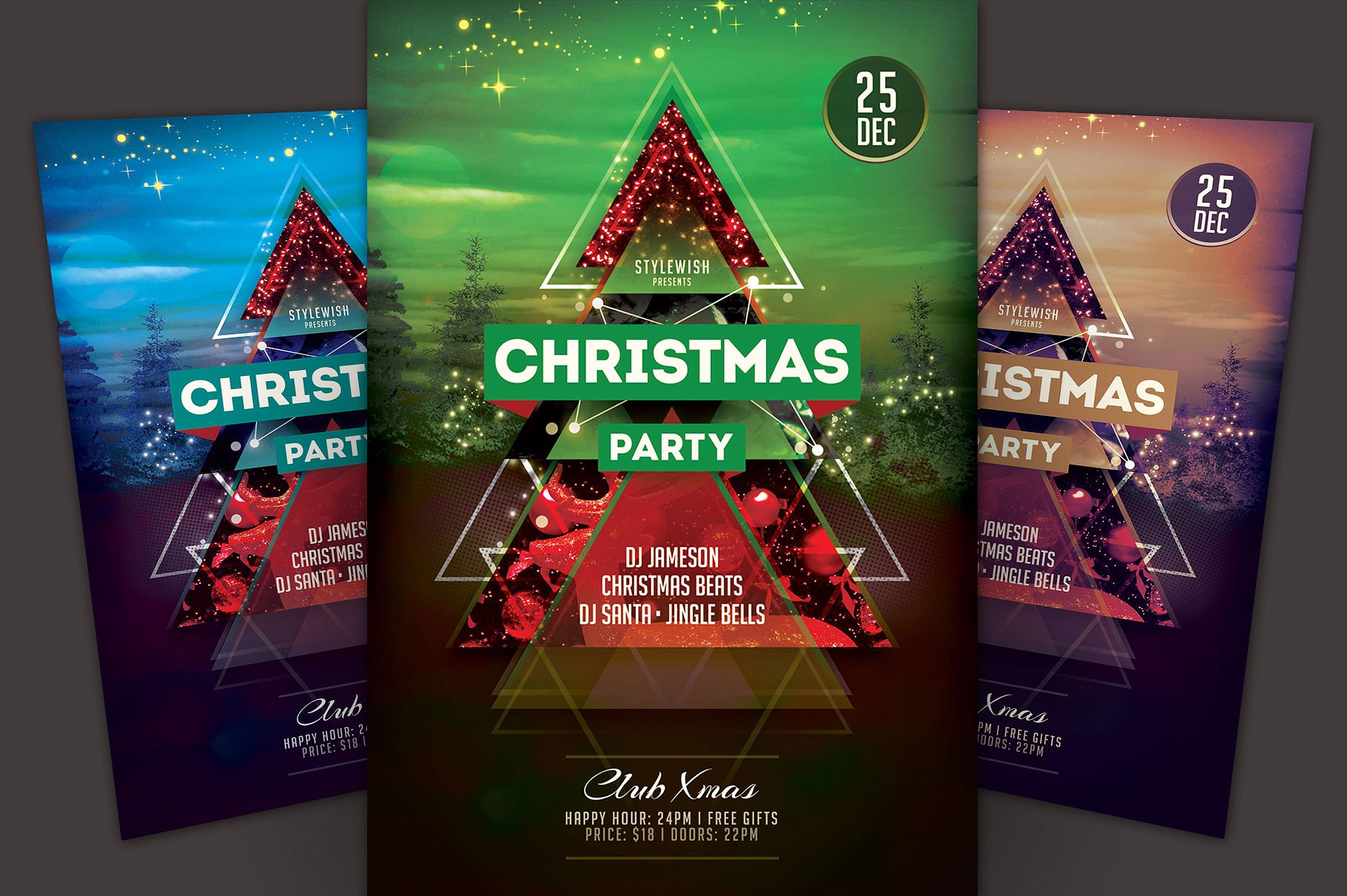 圣诞节节日活动宣传单设计模板 Christmas Party Flyer Template插图