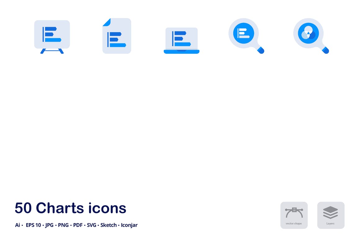 统计图表主题双色调扁平化矢量图标 Charts and Statistics Accent Duo Tone Flat Icons插图(3)