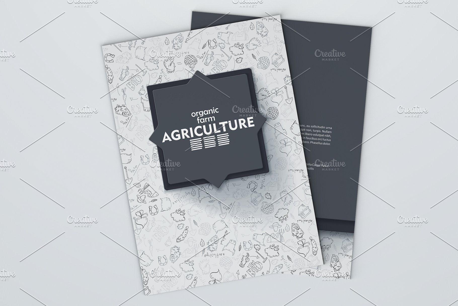 以农业为主题的涂鸦背景杂志画册模板 Set of agriculture brochures插图(1)
